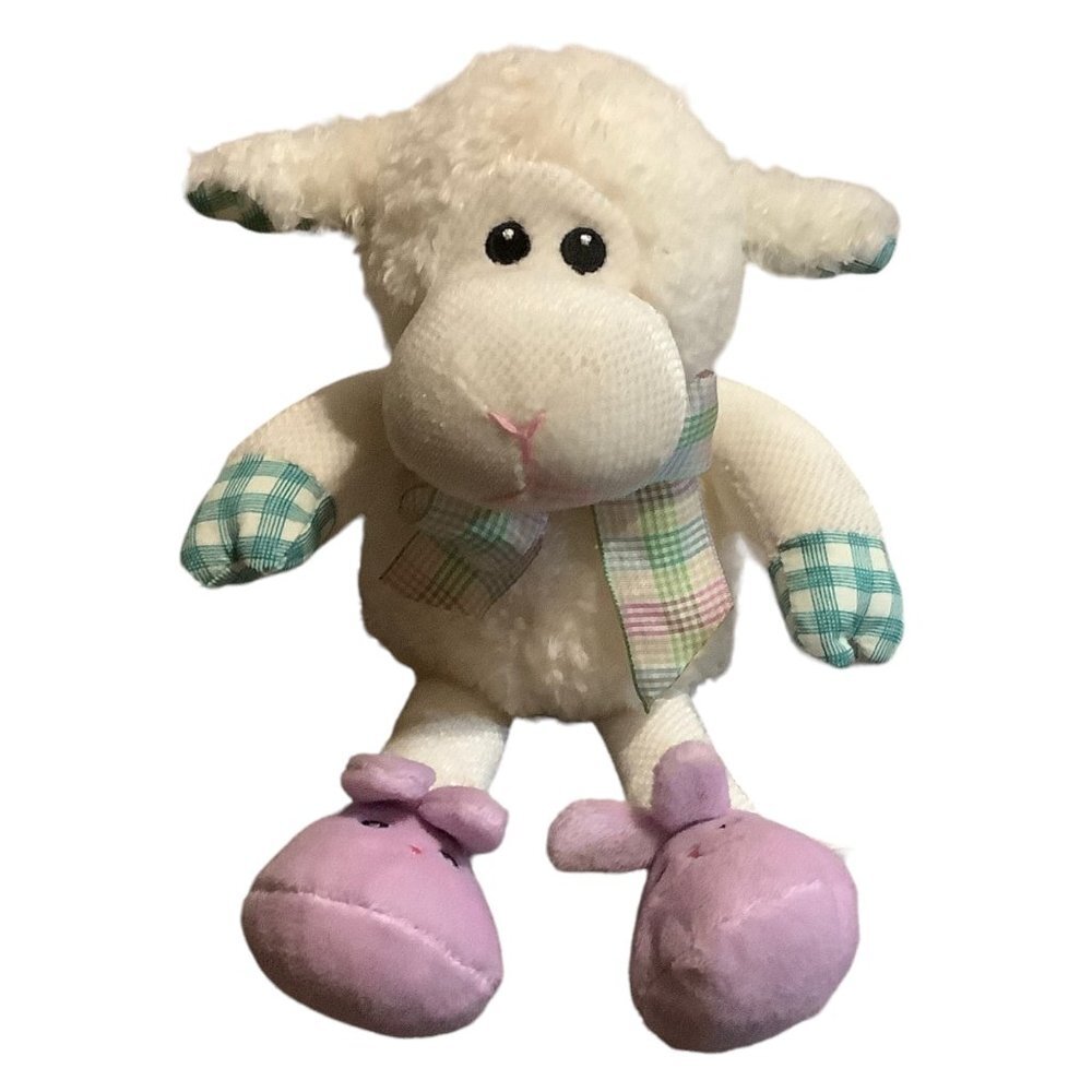 Pier 1 Imports Baby Pearl Lamb Plush Stuffed Animal Toy Easter Bunny‎ Slippers